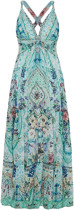 Camilla Bead Strap Gathered Panel Dress