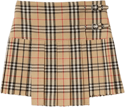 Burberry Zoe  Pleated Check Wool Mini Kilt