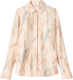 Lafayette 148 New York Silk Scottie Abstract Print Blouse