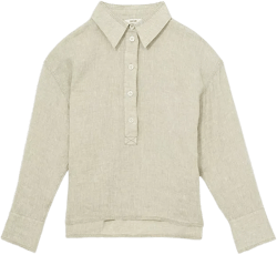 REISS Nina Linen Popover Top