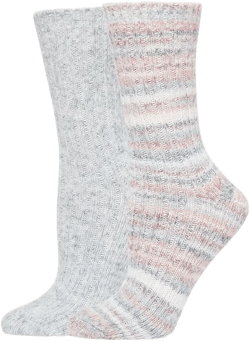 HUE Striped Tweed Cozy Crew Socks, Pack of 2