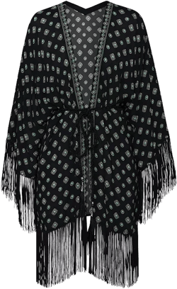 L'AGENCE Caterina South Western Fringe Kimono Cover-Up