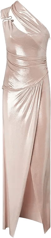 PINKO Elegant Laminated One Shoulder Dress
