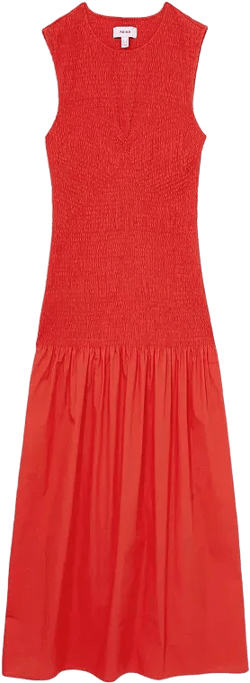 REISS Petites Annabel Smocked Midi Dress