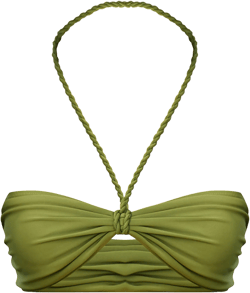 Olive Twist Halter Strap Bandeau Bikini Top