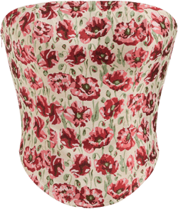 Jacquard Floral Lace Up Bandeau Top