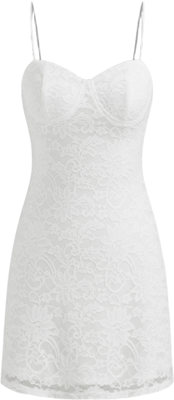 V-neck Floral Lace Mini Cami Dress
