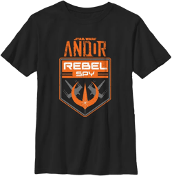 Boys Star Wars: Andor Rebel Spy Badge T Shirt - Black - Small