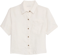Boxy Linen Short-Sleeve Shirt