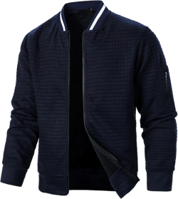 Men's Lightweight Jackets Casual Light Jackets for Men Waffle Bomber Jacket Varsity Coat with Zipper Large Navy Blue