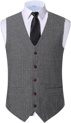Casual Herringbone Suit Vest for Men V Neck 5 Button Tank Top Formal Business Dress Waistcoat for Work Banquet (Color : Grey, Size : X-Large) X-Large Gray