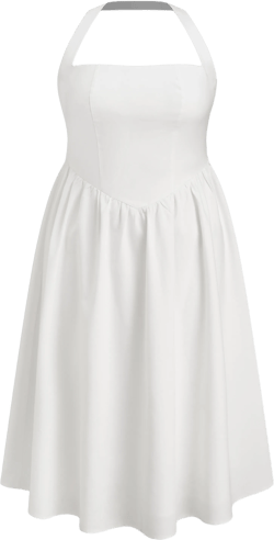 Linen-blend Halter Ruffle Maxi Dress Curve & Plus