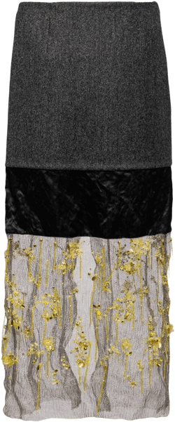 floral-embroidered midi skirt