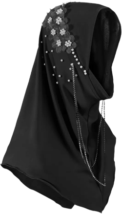 Ibluelover Women 1 Piece Muslim Hijab Beads Chain Islamic Hijab Scarf Milk Silk Head Wrap Shawl Floral Long Headscarf Cover