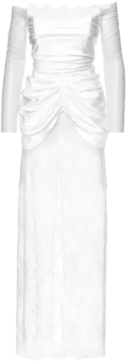 off-shoulder lace gown