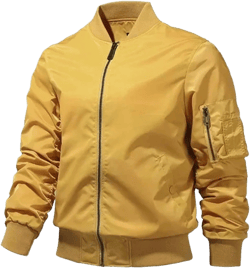 Men's Bomber Jacket Lightweight Loose Casual Windbreaker Zip Up Coat with Pocket 3X-Large Yellow