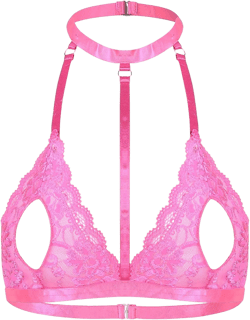 iiniim Women's 1/2 Cup Mesh Floral Lace Bra Nipple Split Bralette Tops Wireless Halter Bikini Bra