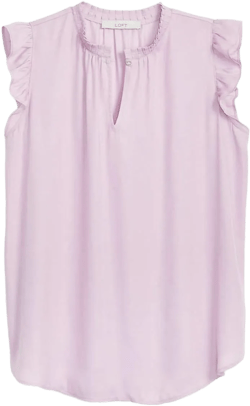 Loft Ann Taylor Women's Ruffle Henley Tank Blouse at Amazon Women’s Clothing store