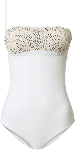 rhinestone-embellished embroidered swimsuit