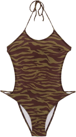zebra-print swimsuit