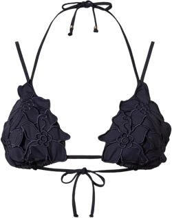 floral-appliqué triangle bikini top