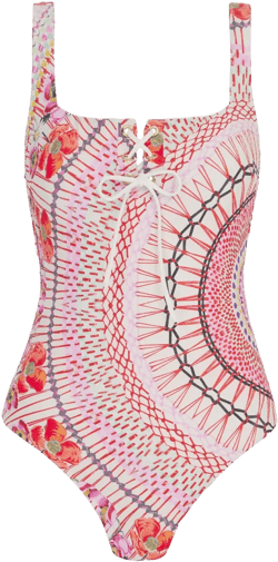 Pomegranate lace-up floral swimsuit