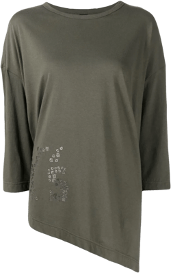 graphic-print asymmetric T-shirt