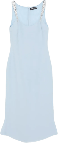 crystal claw-embroidered flounce dress