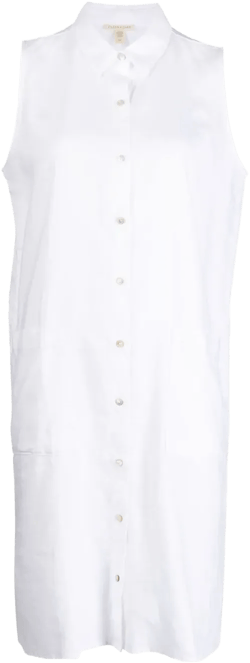 button-down sleeveless linen shirtdress