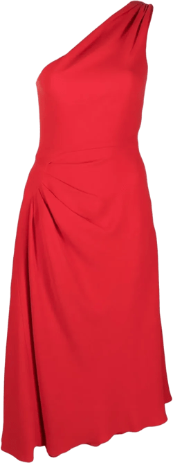 2010 gathered one-shoulder silk dress