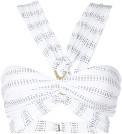 striped ring-detail bikini top