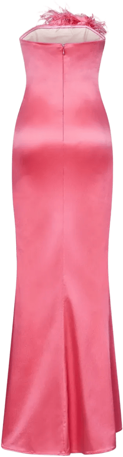 rose appliqué satin dress 