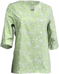 Ladies’ Adaptive Cotton Tunic Blouse – Floral, Mint, Open-Back