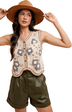 Crochet Floral Sweater Vest