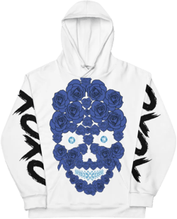 Luxury Blue Rose Skull Unisex Hoodie