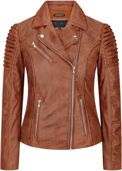 Slim Fitted Soft Leather Biker Jacket In Brown