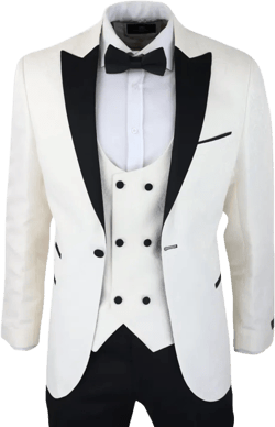 Paisley Tuxedo Blazer Waistcoat Jacket In White