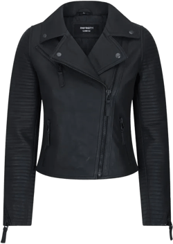 Cross Zip Biker Leather Jacket Matt In Black