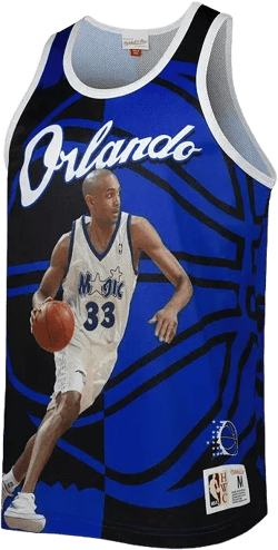 Men's Grant Hill Blue and Black Orlando Magic Sublimated Player Tank Top
