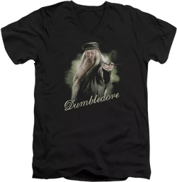 Harry Potter Mens Dumbledore Wand Short Sleeve Adult V Neck Premium Cotton Tee / T-Shirt