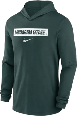 Men's Green Michigan State Spartans Sideline Hoodie Performance Long Sleeve T-Shirt