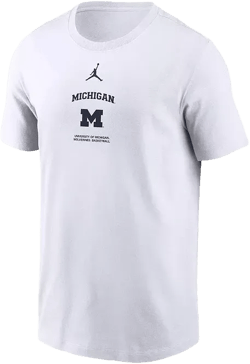 Men's White Michigan Wolverines On-Court Basketball T-Shirt