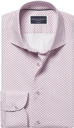 Men's Slim Fit Medallion Non-Iron Stretch Print Shirt