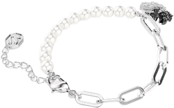 Swan Black, Rhodium Plated, Crystal Chain Bracelet