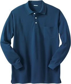 Big & Tall Longer-Length Long Sleeve Shrink-Less Cotton Polo