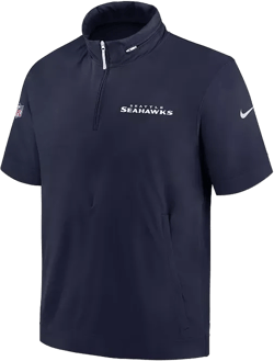 Men's College Navy Seattle Seahawks 2024 Sideline Coach Short Sleeve Half-Zip Hoodie Jacket