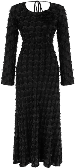 Women's Backless Long Sleeve Maxi Dress