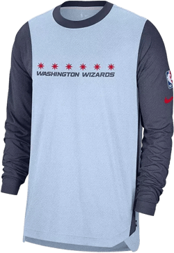 Men's Light Blue Washington Wizards 2024/25 City Edition Authentic Pregame Performance Long Sleeve Shooting T-Shirt
