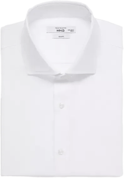 Men's Slim-Fit Textured Cotton Dress Shirt
