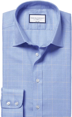 Men's Slim-Fit Non-Iron Glen Plaid Dress Shirt